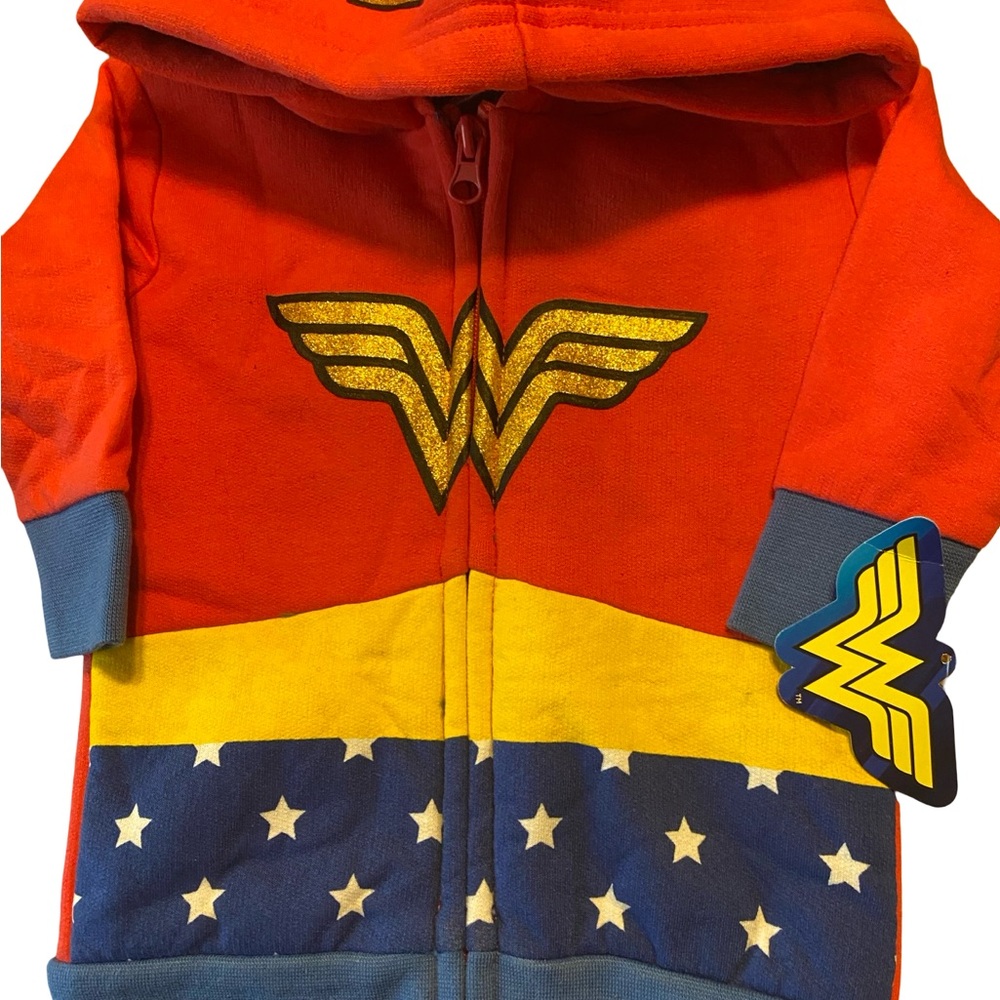 Wonder, woman, fleece hoodie,- Red, Yellow, and Blue